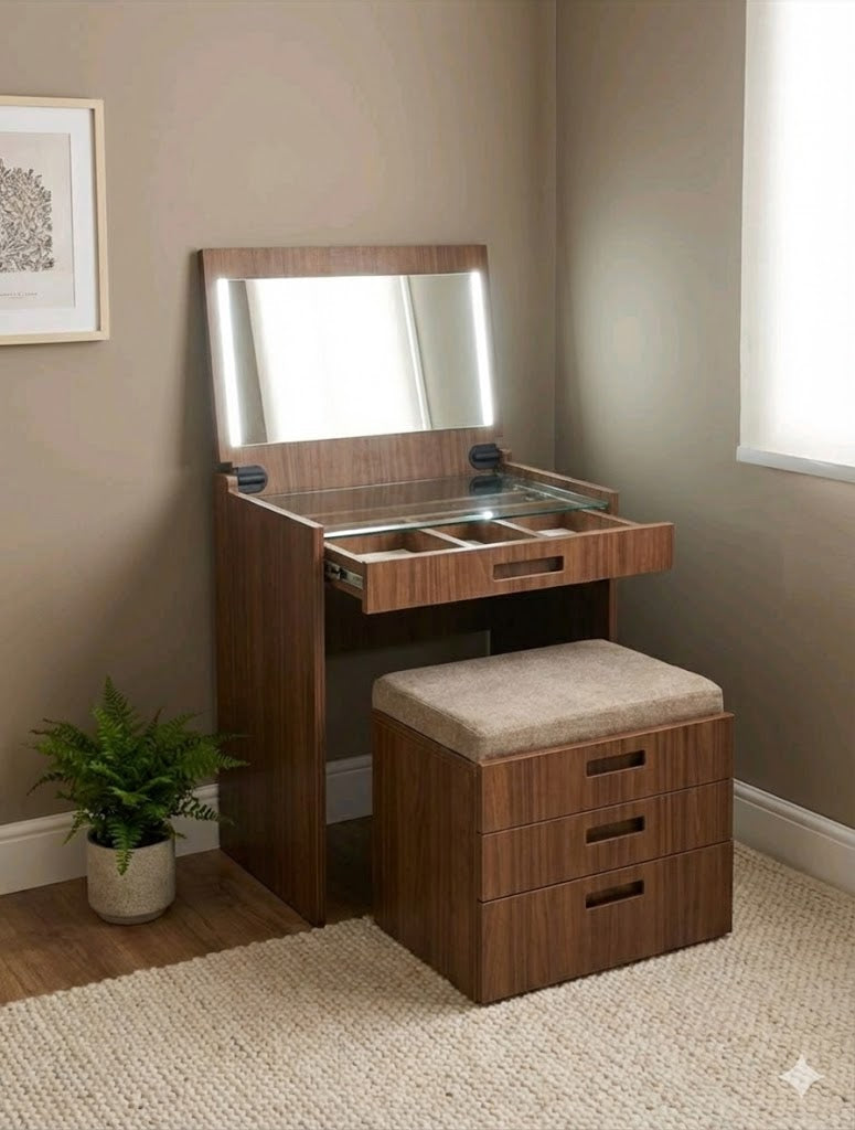 Tocador De Maquillaje y Taburete Organizador