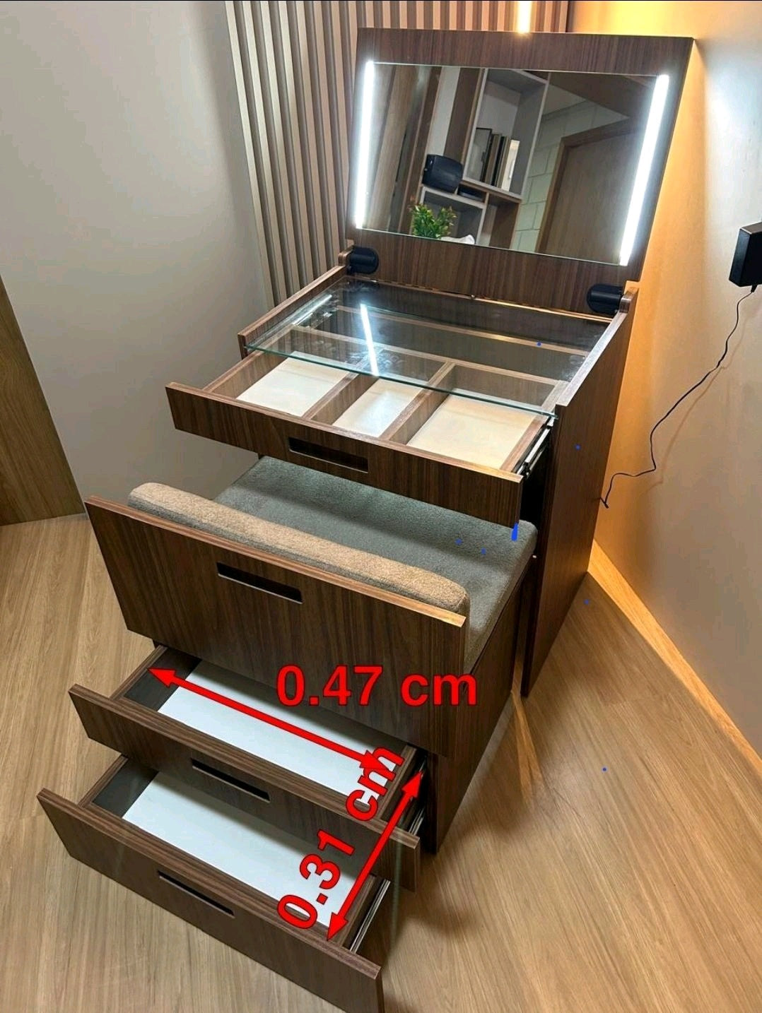 Tocador De Maquillaje y Taburete Organizador